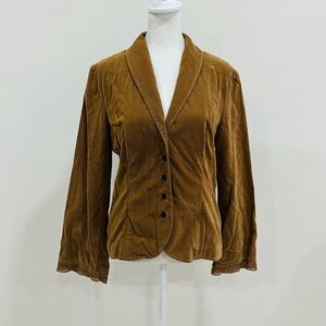 J.Jill Women Size 8 Brown Corduroy Blazer Blouse Shawl Collar Long Sleeve Casual